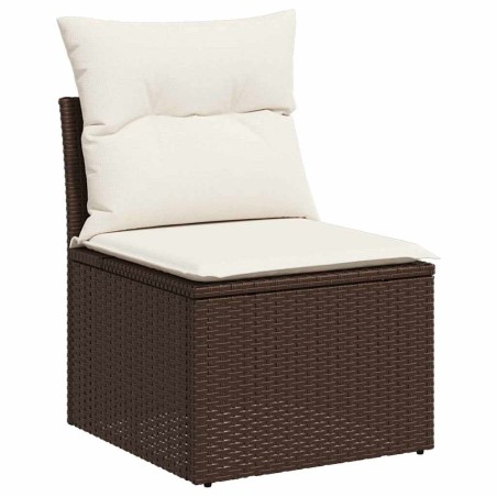 vidaXL Set di Divani da Giardino 7 Pezzi con Cuscini in Rattan Sintetico Marrone