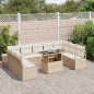 vidaXL Set di Divani da Giardino 10 Pezzi con Cuscini Beige in Rattan Sintetico di
