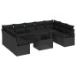 vidaXL Set di divani da giardino in 10 pezzi con cuscini in polirattan nero vidaXL Set di divani da giardino in 10 pezzi con cuscini in polirattan nero
