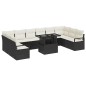 vidaXL Set Divano da Giardino 11 Pezzi con Cuscini in Rattan Nero vidaXL Set Divano da Giardino 11 Pezzi con Cuscini in Rattan Nero