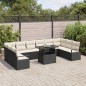 vidaXL Set Divano da Giardino 11 Pezzi con Cuscini in Rattan Nero vidaXL Set Divano da Giardino 11 Pezzi con Cuscini in Rattan Nero