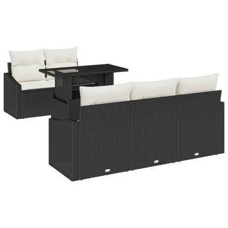 vidaXL Set divano da giardino 6 pezzi con cuscini – rattan sintetico nero