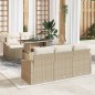 vidaXL Set di divani da giardino , 6 pezzi con cuscini in rattan poliestere beige. vidaXL Set di divani da giardino , 6 pezzi con cuscini in rattan poliestere beige.