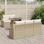 vidaXL Set di divani da giardino , 6 pezzi con cuscini in rattan poliestere beige. vidaXL Set di divani da giardino , 6 pezzi con cuscini in rattan poliestere beige.