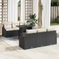 vidaXL Set da giardino 7 pezzi con cuscini neri in polyrattan. vidaXL Set da giardino 7 pezzi con cuscini neri in polyrattan.