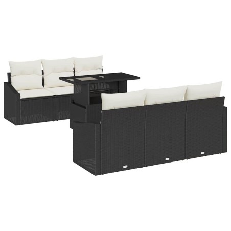 vidaXL Set da giardino 7 pezzi con cuscini neri in polyrattan.