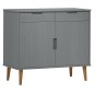 Credenza MOLDE Grigia 90x40x80 cm in Legno Massello di Pino Credenza MOLDE Grigia 90x40x80 cm in Legno Massello di Pino