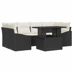 vidaXL Set da giardino 7 pezzi con cuscini in polirattan nero