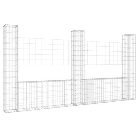 Cesto Gabbione a U con 3 Pali in Ferro 260x20x150 cm