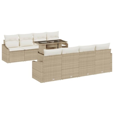 vidaXL Set da giardino 7 pezzi con cuscini beige in polyrattan