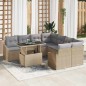 vidaXL Set di Divani da Giardino 9 Pezzi con Cuscini Beige in Rattan Sintetico vidaXL Set di Divani da Giardino 9 Pezzi con Cuscini Beige in Rattan Sintetico