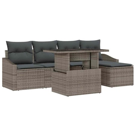 vidaXL Set da giardino da 6 pezzi con cuscini in polirattan grigio