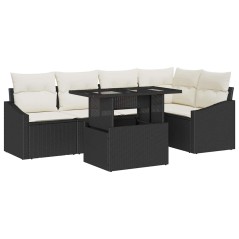 vidaXL Set da Giardino 6 Pezzi con Cuscini in Rattan Sintetico Nero