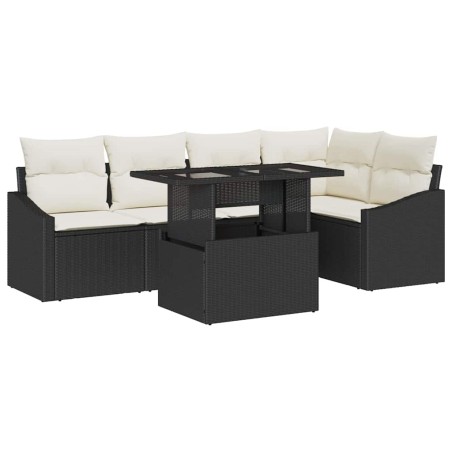 vidaXL Set da Giardino 6 Pezzi con Cuscini in Rattan Sintetico Nero