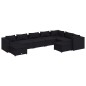 Set Divani da Giardino 9 pz con Cuscini in Polyrattan Nero Set Divani da Giardino 9 pz con Cuscini in Polyrattan Nero