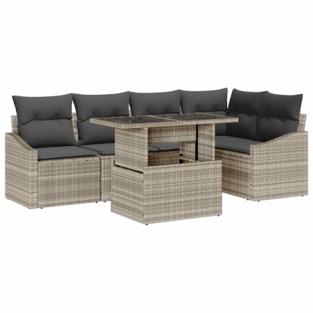 vidaXL Set da Giardino da 6 Pezzi con Cuscini Grigio Chiaro in Rattan Polietilene