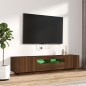 Set Mobili TV 2pz con Luci LED Rovere Marrone Legno Multistrato Set Mobili TV 2pz con Luci LED Rovere Marrone Legno Multistrato