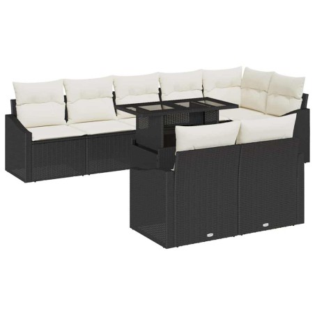 vidaXL Set di divani da giardino 9 pezzi con cuscini in rattan sintetico nero.