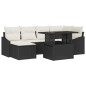 vidaXL Set da Giardino 7 Pezzi con Cuscini Neri in Rattan Sintetico vidaXL Set da Giardino 7 Pezzi con Cuscini Neri in Rattan Sintetico
