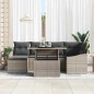 vidaXL Set di divani da giardino da 7 pezzi con cuscini grigi in poly rattan. vidaXL Set di divani da giardino da 7 pezzi con cuscini grigi in poly rattan.