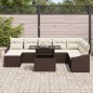vidaXL Set di divani da giardino , 9 pezzi con cuscini marroni in rattan sintetico. vidaXL Set di divani da giardino , 9 pezzi con cuscini marroni in rattan sintetico.