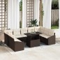 vidaXL Set Giardino 10 Pezzi con Cuscini Marroni in Rattan Sintetico