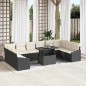 vidaXL Set da giardino con 11 pezzi e cuscini in rattan nero