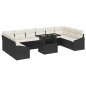 vidaXL Set da giardino con 11 pezzi e cuscini in rattan nero