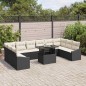 vidaXL Set da giardino con 11 pezzi e cuscini in rattan nero