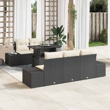 vidaXL Set di divani da giardino da 6 pezzi con cuscini in rattan sintetico nero