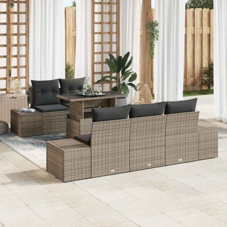 vidaXL Set da giardino 6 pezzi con cuscini grigi in rattan di polipropilene