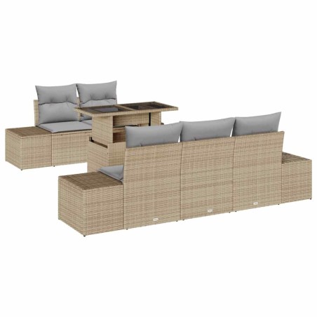 vidaXL Set da giardino 6 pezzi con cuscini beige in rattan sintetico