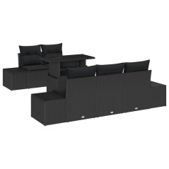 vidaXL Set di Divani da Giardino 6 Pezzi con Cuscini Neri in Rattan Sintetico