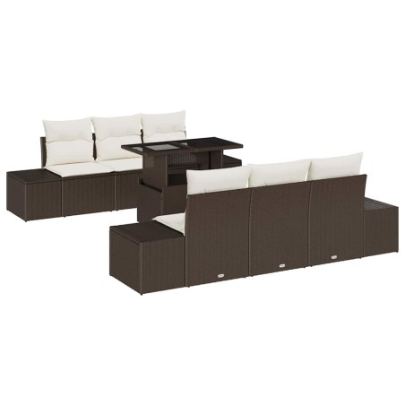 vidaXL Set di Divani da Giardino 7 Pezzi, Cuscini Marroni in Rattan Sintetico