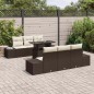 vidaXL Set di Divani da Giardino 7 Pezzi, Cuscini Marroni in Rattan Sintetico