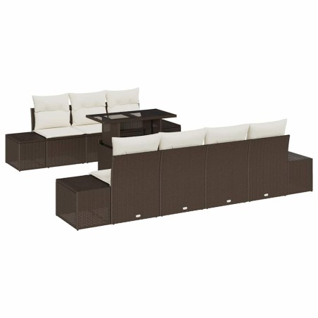 vidaXL Set di Divani da Giardino 8 Pezzi con Cuscini Marroni in Rattan Sintetico