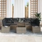 vidaXL Set da Giardino 8 Pezzi con Cuscini Grigi in Rattan Sintetico