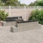 vidaXL Set da giardino 7 pezzi con cuscini grigio chiaro in polirattan
