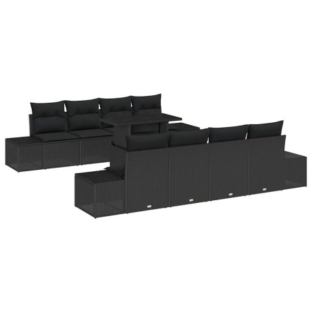 vidaXL Set da Giardino 7 Pezzi con Cuscini in Polirattan Nero