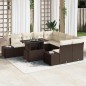 vidaXL Set di Divani da Giardino 9 Pezzi con Cuscini in Rattan Sintetico Marrone vidaXL Set di Divani da Giardino 9 Pezzi con Cuscini in Rattan Sintetico Marrone