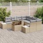 vidaXL Set Divano da Giardino 9 Pezzi con Cuscini in Polyrattan Beige vidaXL Set Divano da Giardino 9 Pezzi con Cuscini in Polyrattan Beige