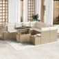 vidaXL Set di divani da giardino 9 pezzi con cuscini in rattan beige