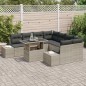 vidaXL Set di divani da giardino 9 pezzi con cuscini in rattan sintetico grigio chiaro. vidaXL Set di divani da giardino 9 pezzi con cuscini in rattan sintetico grigio chiaro.