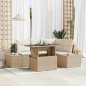 vidaXL Set di divani da giardino 5 pezzi con cuscini beige in rattan sintetico