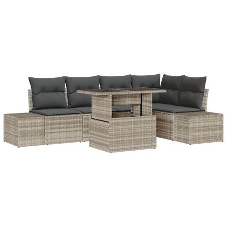 vidaXL Set di Divani da Giardino 6 Pezzi con Cuscini Grigio Chiaro in Rattan Sintetico