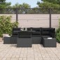 vidaXL Set di Divani da Giardino in 6 Pezzi con Cuscini in Rattan Nero vidaXL Set di Divani da Giardino in 6 Pezzi con Cuscini in Rattan Nero