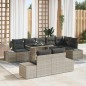 vidaXL Set di divani da giardino 9 pezzi con cuscini grigio chiaro in polirattan vidaXL Set di divani da giardino 9 pezzi con cuscini grigio chiaro in polirattan
