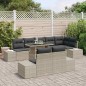 vidaXL Set di divani da giardino 9 pezzi con cuscini grigio chiaro in polirattan vidaXL Set di divani da giardino 9 pezzi con cuscini grigio chiaro in polirattan