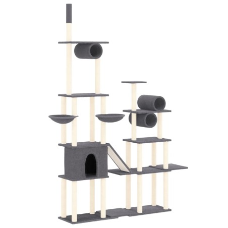 vidaXL Albero per Gatti con Tiragraffi in Sisal Grigio Scuro 279 cm