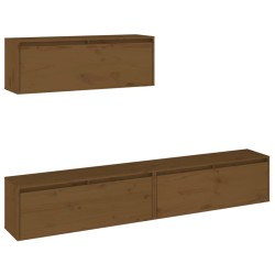 Mobili Porta TV 3 pz Miele in Legno Massello di Pino